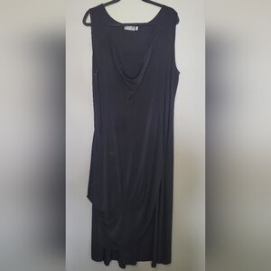 Sympli Elegant Black Sleeveless Dress With Draping And Ruching 18 Maxi